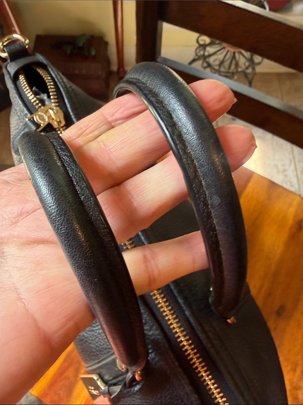 COACH pebbled Leather Central satchel Bag - Black - Picture 5 of 8